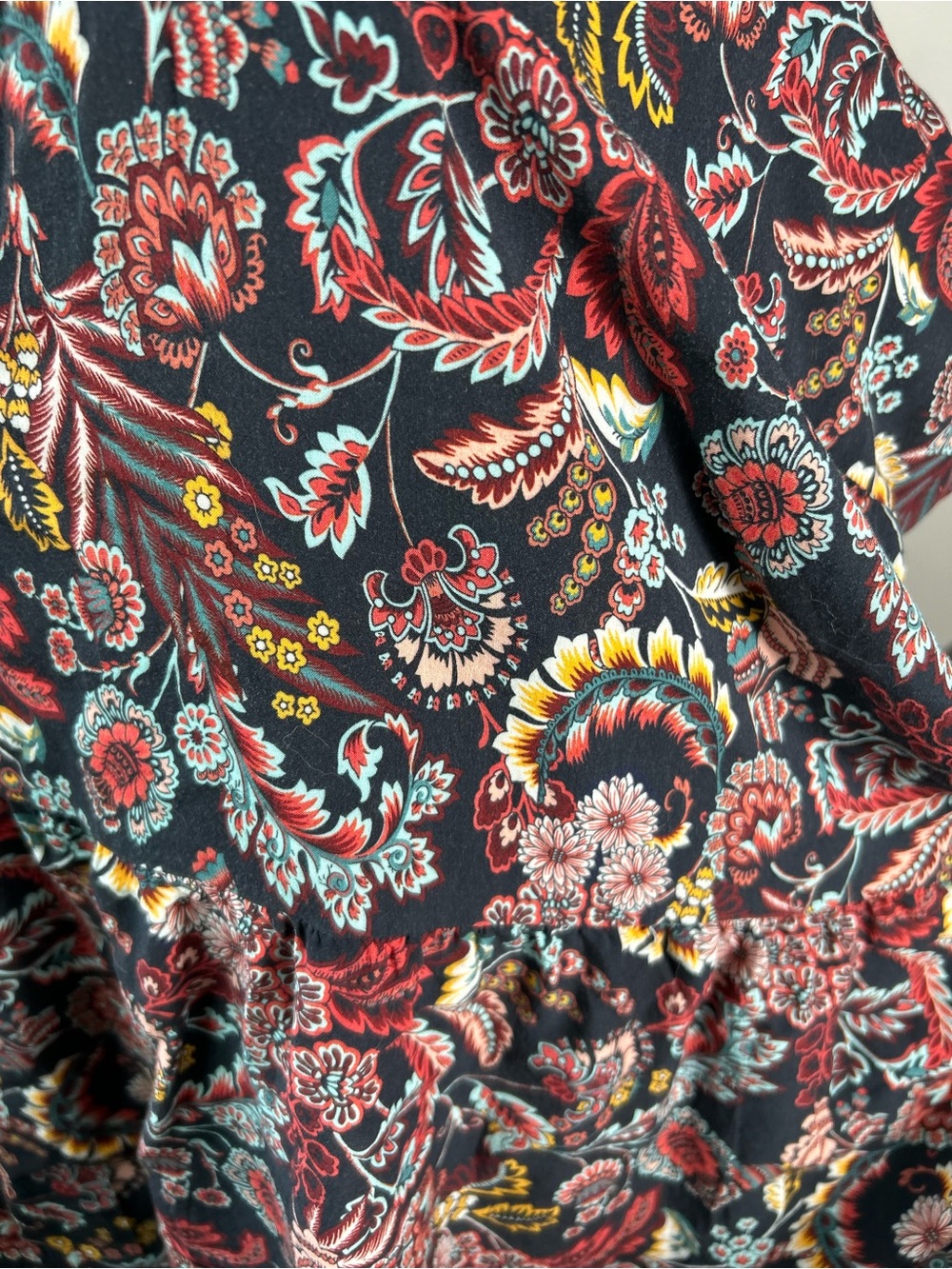 Bohemian Paisley Floral Tiered Maxi Dress M40 Medium Over Sized/100% Viscose - Picture 7 of 7